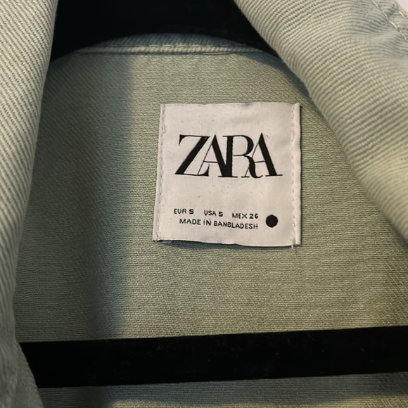 Green Zara washed denim shirt with optional belt - Picture 4 of 7